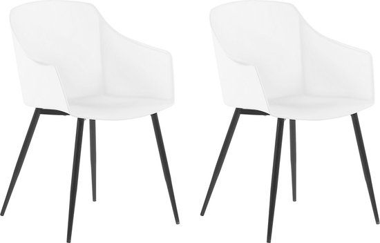 Beliani FONDA - Set van 2 Eetkamerstoelen - Wit - Kunststof