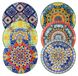 Assiettes plates, ensemble de 6, 26,7 cm, en céramique, multicolores, style bohème