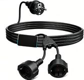 VINATO 1,5 m dubbele stekker voor stopcontact, dubbel stopcontact 16 A/250 V/max. 3680 W