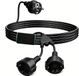 VINATO 1,5 m dubbele stekker voor stopcontact, dubbel stopcontact 16 A/250 V/max. 3680 W