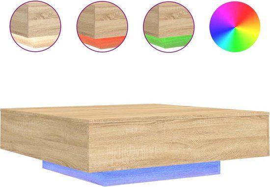 vidaXL Salontafel met LED-verlichting 100x100x31 cm sonoma eikenkleur