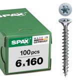 SPAX Universele schroef, 6 x 160 mm, 100 stuks, voldraad, verzonken kop, T-STAR plus T30, WIROX - 1191010601605