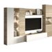 Essen meuble TV avec éclairage LED, 260 cm, blanc brillant, avec motif chêne, design classique, meuble mural