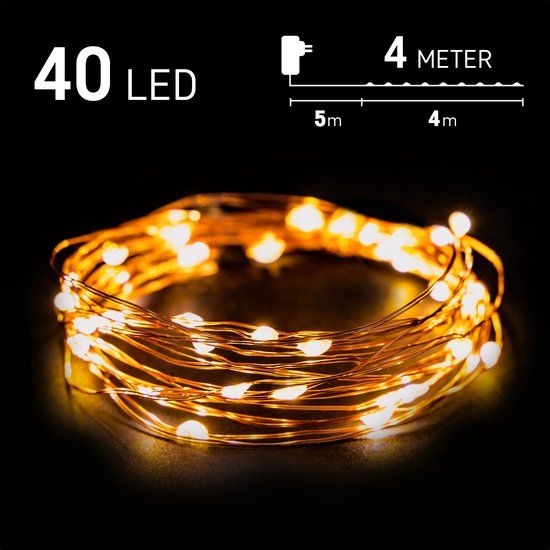 Emos Nano LED Lichtsnoer - 4m - 40 LEDs - Warm Wit - IP44 - Timer
