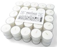 PRITOGO Theelichtjes plastic hoes, wit Ø 3,8 x 2,5 cm, roetvrij, brandduur: 8 uur (50 stuks) ongeparfumeerd