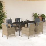 Maison Exclusive - Ensemble de jardin, 7 pièces, avec coussins, beige, en polyrotin