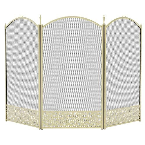 Fire Vida Ingleton Fire Screen/Spark Protection, 3-piece, Metal, Brass