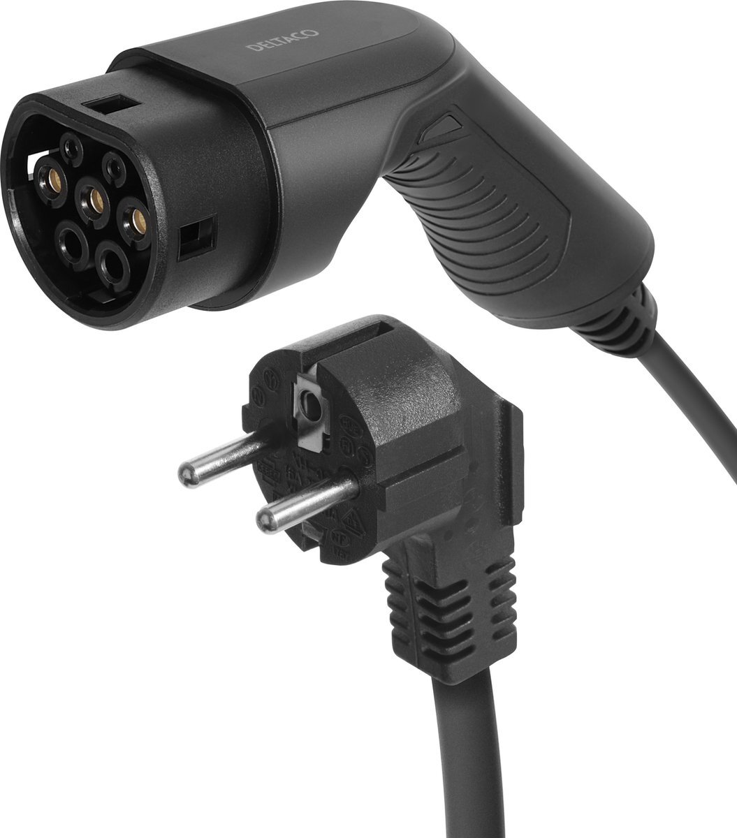 Deltaco EV-1225 e-Charge kabel - Schuko naar Type 2 - 1-fase -3.6KW - 5 m - Zwart