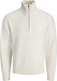 JACK & JONES Soho ollie knit half zip regular fit - heren pullover wolmengsel met opstaande boord met rits - beige (moonbeam)