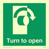 Viking Signs SA403-S85-PV Pijl-rechts Pijl "Turn To Open" Sign, Photoluminescent Sticker, 85 mm H x 85 mm W