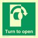 Viking Signs SA403-S85-PV Pijl-rechts Pijl "Turn To Open" Sign, Photoluminescent Sticker, 85 mm H x 85 mm W