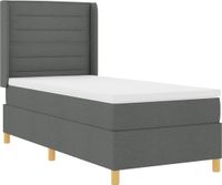 vidaXL Boxspringbed met LED-stripverlichting Grau 100 x 200 cm Stof