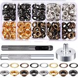 1/4 Inch Tule Kit 200 Sets Grommets Oogjes met 3 Stuks Installatie Tool Kit (4 Kleuren)
