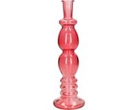Kandelaar Florence - koraal rood glas - helder - D9 x H28 cm