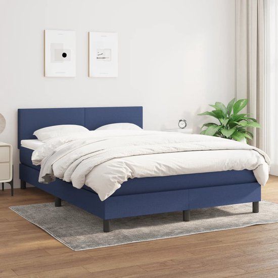 VidaXL Boxspring met Matras Fluweel Blauw 140x200 cm