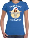 Bellatio Decorations Shoppartners Bv Holy shit its Santa fout Kerstshirt / Kerst t-shirt blauw voor dames - Kerstkleding / Christmas outfit XXL