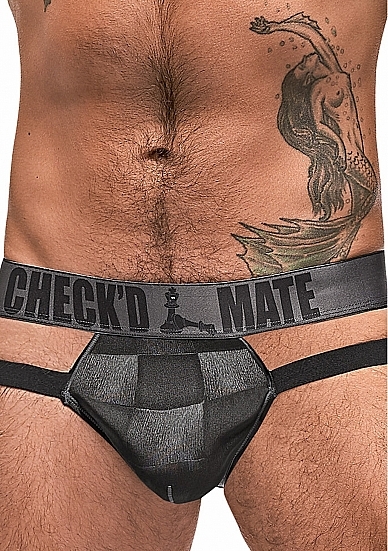 Checked Mate Cutout Jock - Black - S/M S/M