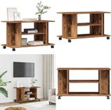 vidaXL Tv-meubel met wieltjes 80x40x45 cm bewerkt hout oud houtkleurig