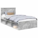 vidaXL Bedframe Betongrijs 100 x 200 cm Massief Grenenhout