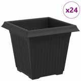 vidaXL Vierkante Bloempot Zwart Kunststof 16 x 16 x 14 cm (24 stuks)