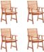 vidaXL Fauteuils de jardin, set de 4, avec coussins, bois d'acacia massif