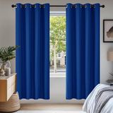 Deconovo Gordijnen Verduisterend, Thermische Gordijnen Ringen voor Woonkamer, Slaapkamer, Kant en Klaar, 140x175 cm (B x H), Royalblauw, 2 stuks