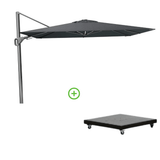 Nexus T² parasol zweefparasol - premium doek | 300x300 met Monza parasolvoet 90kg | Faded Black