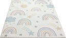 the carpet Beat Kids modern zacht kindertapijt, zachte pool, gemakkelijk te reinigen, kleurecht, regenboog & sterren motief, crème met regenbogen en wolken, 120 x 170 cm