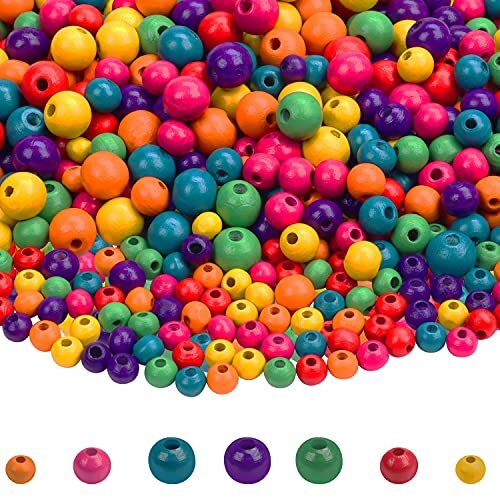 Kurtzy Losse Multikleur Rond Natuurlijk Houten Afstand Kralen (1000 Pak) - 6mm, 8mm en 10mm Maten - Geassorteerde Kleuren Voor Kunst en Hobby en DIY Sieraden Maken