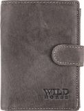 Wild Horse portemonnee en cuir pour hommes, gris, avec fermeture