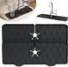 Tapis d'évier sans marque - 2 pièces - Tapis d'égouttage de robinet en silicone - Noir