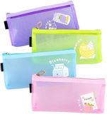 4 Pièces Pochette en maille transparente - Organiseur de sac de rangement à fermeture éclair - Pour l'école, le bureau et les cosmétiques