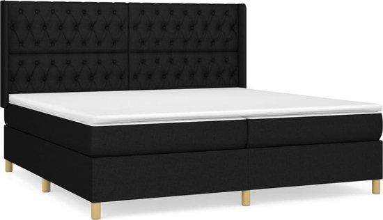 vidaXL Boxspring met matras - Stof - Zwart - 200x200 cm