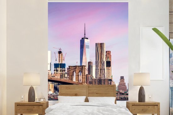 Nr1Wallpaper Behang - Fotobehang Brooklyn Brug en de skyline van New York - Breedte 195 cm x hoogte 300 cm