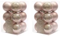 Decoris Kaemingk B.V. 24x Lichtroze kunststof kerstballen 6 cm - Mat/glans