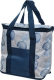 Decoris Blauwe koeltassen met schelpen print/opdruk 34 cm - 20 Liter - Maritiem