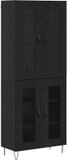 vidaXL Highboard Zwart Eiken 69,5 x 34 x 180 cm Bewerkt Hout