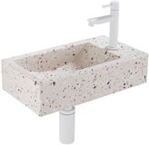 Saniclass Fuente fonteinset - 40x22x10cm - kraangat rechts - fonteinkraan mat wit - afvoerplug - verlaagd sifon - mat beige