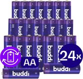 Buddi Oplaadbare AA Batterijen | 24 Stuks | 2.800 mAh | 1.2V | Geschikt voor o.a. afstandsbedieningen, zaklamp, radio's | AA Batterij