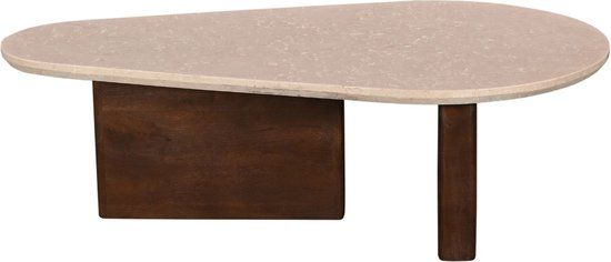 Giga Meubel Salontafel Ayla Organisch - Marmer/Hout - Donkerbruin - 120x70x38cm