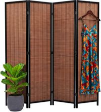 Relaxdays Kamerscherm 4 panelen - 170 x 160 cm - opvouwbaar - bruin