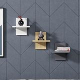 Stijlvolle wandplank, wit en antraciet, 25,4 x 17,6 x 25,4 cm, 100% melamine gecoat deeltjesbord, 18 mm dik, veelzijdige opbergoplossing voor thuis en op kantoor