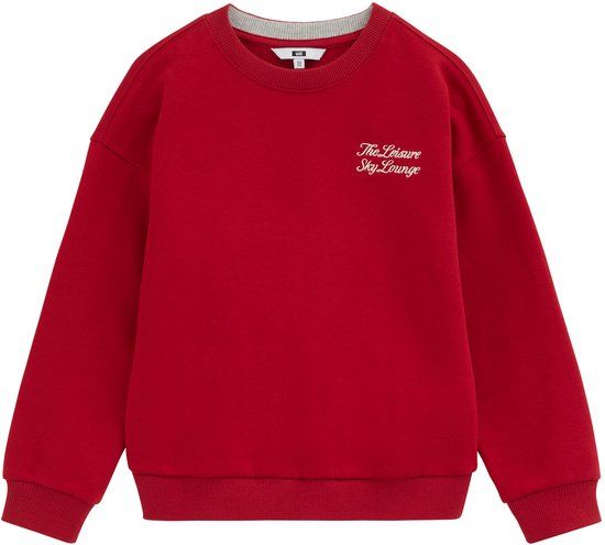WE Fashion Jongens sweater met embroidery en print - Rood - Maat 134/140