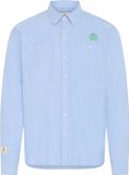 Blend Herren Shirt Lange Mouw Katoenen Knopen Kentkraag met Borduurwerk