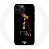 Maniacase Etui voor iPhone 14 Pro Max One Piece Manga Anime Luffy Zwarte Achtergrond