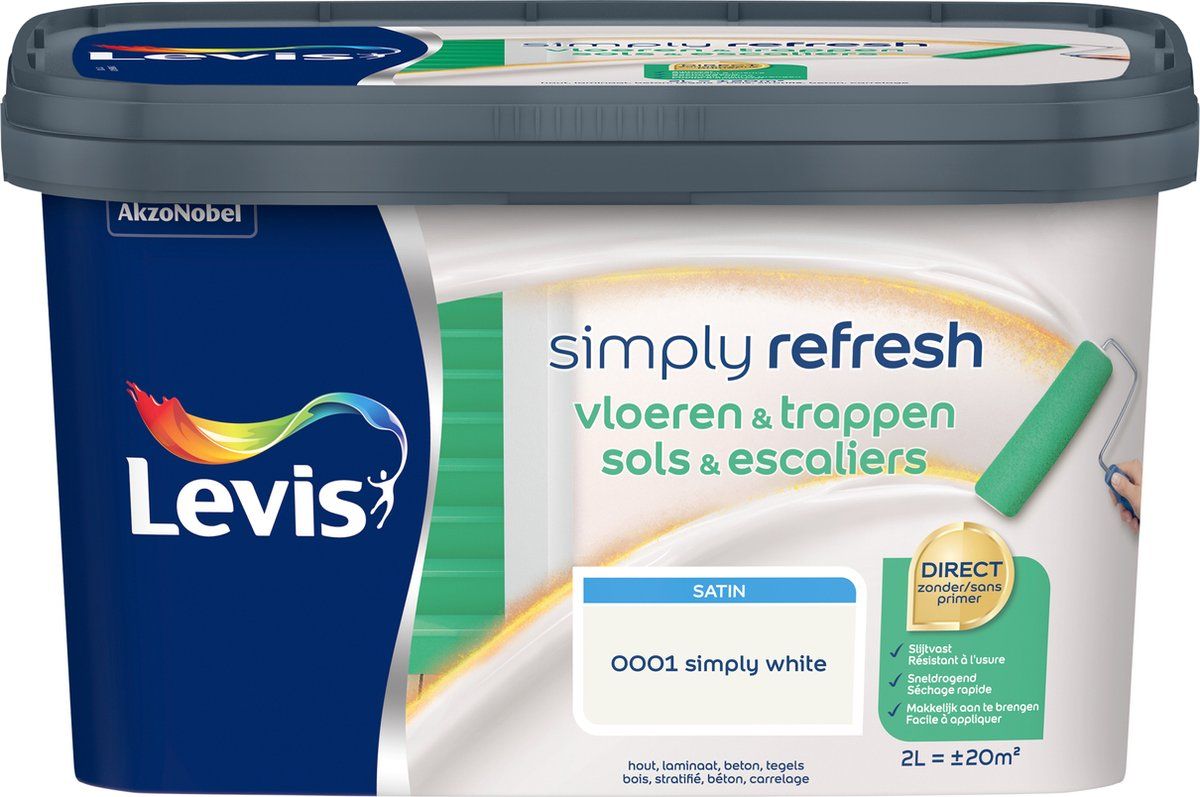 Levi's Simply Refresh - Vloeren & Trappen - Satin - Simply White - 2L - 5412271347459