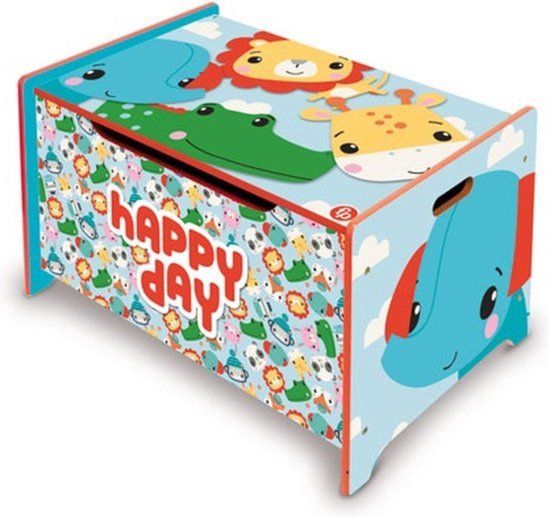 4KidsOnly Fisher-Price Opbergbank Happy Day Hout Rood/Blauw