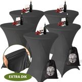 Aventara Statafelrok Grijs x 5 – Ø80-85 x 110 cm – Luxe Extra Dikke Stretch Stof – Inclusief Opbergtas – Kras- en Kreukvrije Statafelhoes – Perfect voor Horeca, Bruiloften en Feesten