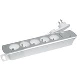 Gefom Bloc 5 stopcontacten + Inter Cable 3G1 1M40 Design platte stekker zilver