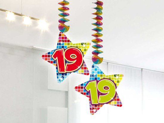 Folat Spiraalversiering Birthday Blocks 19 jaar 2 stuks
